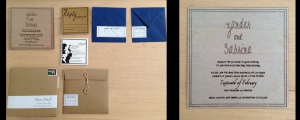 The full invitation set; Envelope, RSVP card, RSVP envelope, Wishing Well instructions and Invitation